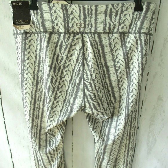 New Calia Carrie Underwood Tight Fit Leggings L Large Gray Cable Print - Picture 4 of 9